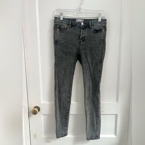 Free People Womens Black Washed Distressed Denim Skinny Jeans Size 26 $148